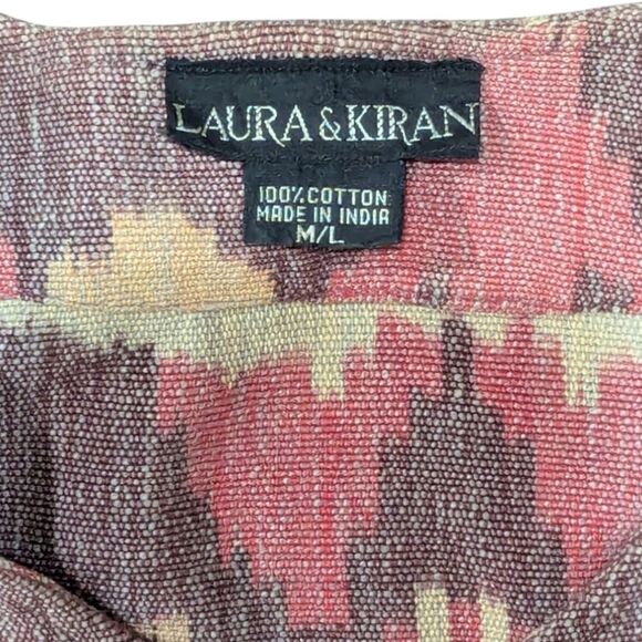 Laura & Kiran Southwest Aztec Tapestry Mauve Canvas Cotton Chore Jacket Size M/L - Picture 6 of 7
